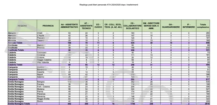 Oltre 30mila posti disponibili per il personale ATA 2024/2025, la scheda definitiva elaborata dalla FLC Cgil