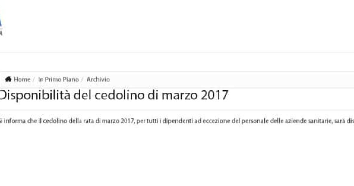 il cedolino dello stipendio di marzo sarà on line da lunedi 20