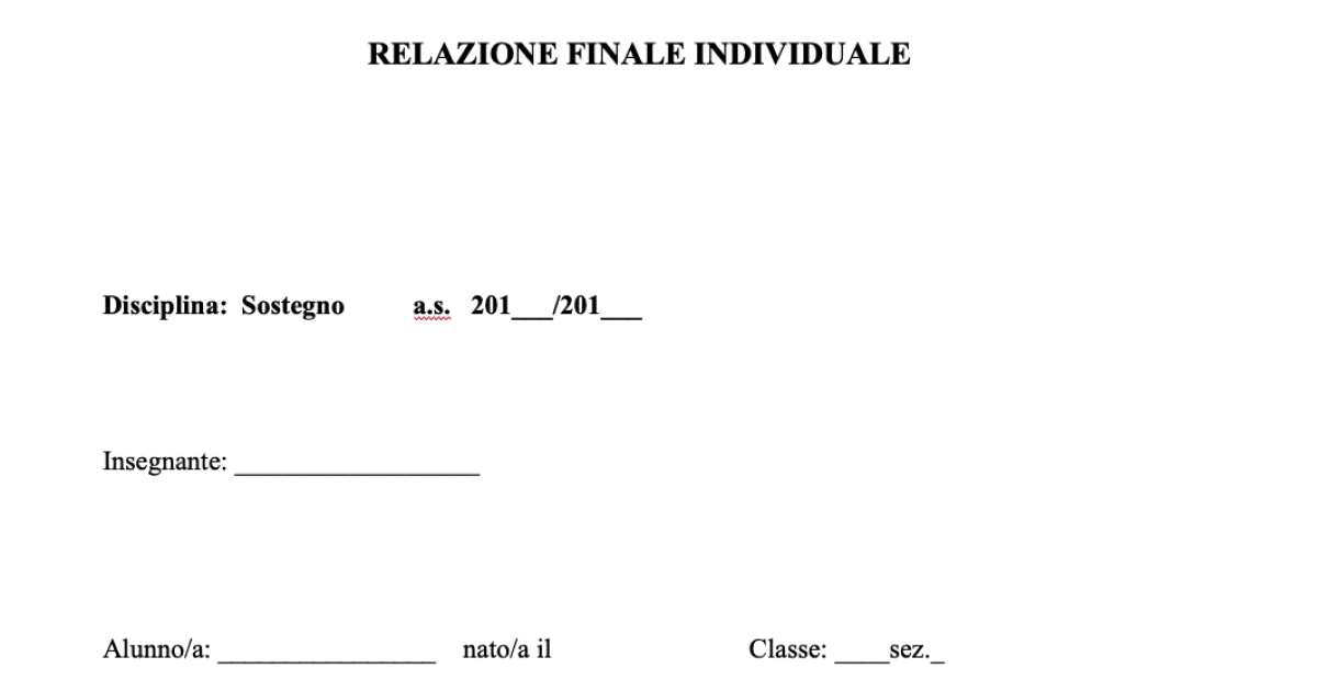 Sostegno: ecco come si scrive una relazione finale