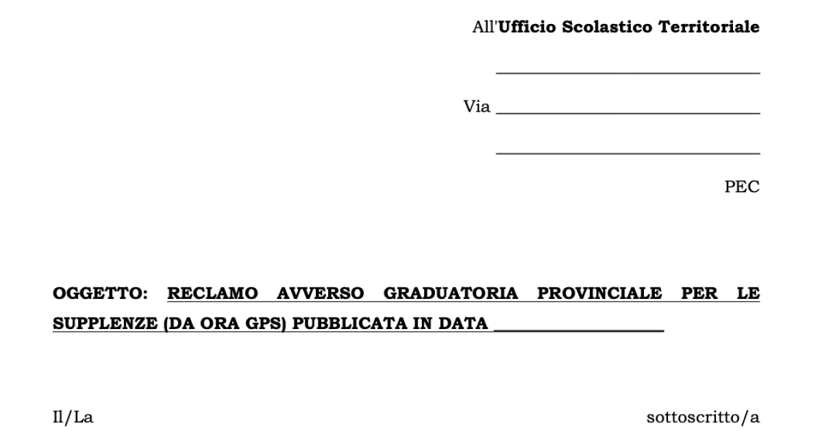 GPS 2020, è possibile presentare reclamo, scarica il modello