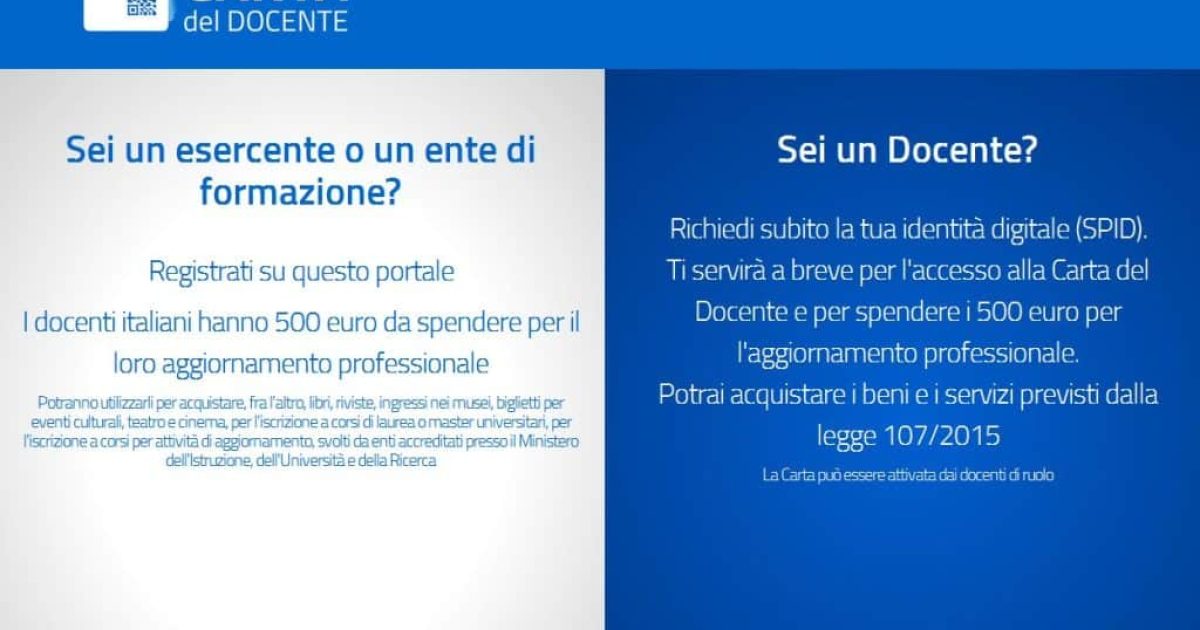 è attiva l'app cartadeldocente