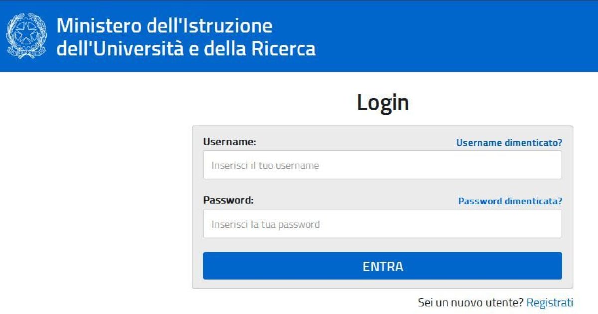 la pagine del login del nuovo istanze online